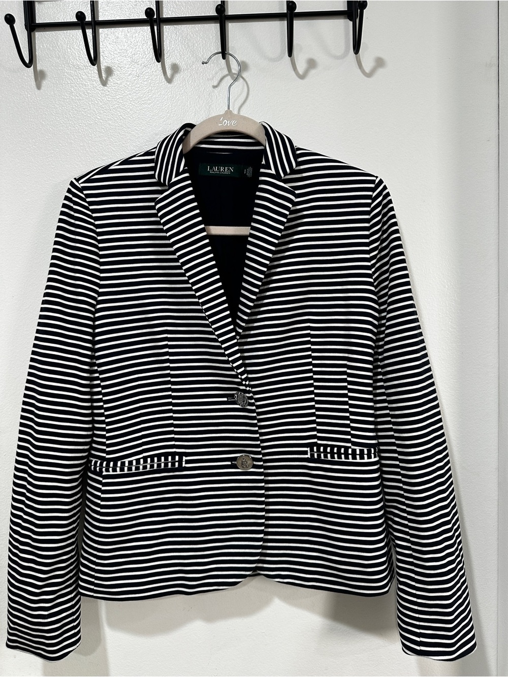 Classic coastal Ralph Lauren Navy and White Striped Blazer